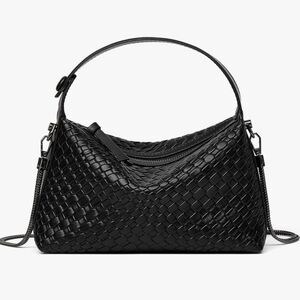 DORIS&JACKY Small Black Hand Tote Handbag Designer Vegan Top Handle Crossbody